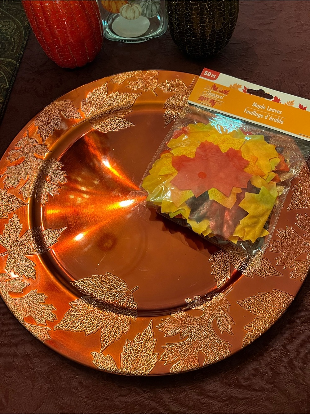 Fall DECORATIONS SET: Charger,Glass Jar with Copper Lid, π & Pumpkins - Picture 12 of 12